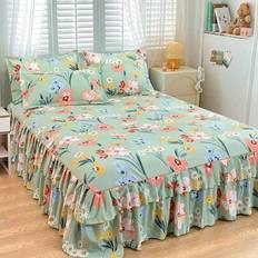 Stripes Valance Sheets Shein 3pcs Bed Skirt Set With Ruffled Details Valance Sheet