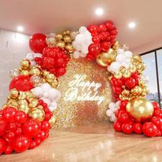Red Balloon Arches Shein 152pcs Red Gold Balloon Arch Set