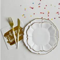 Shein 80pcs Elegant White Disposable Paper Plates