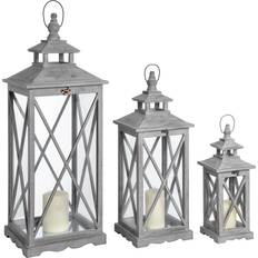 Lanterns Hill Interiors Set Of Three Wooden Lanterns With Traditional Cross Section Lantern