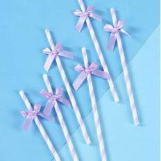 Purple Straws Shein Light Purple Striped Paper Straws 8 16pcs