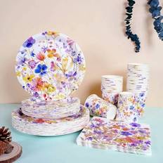Purple Disposable Plates Shein Floral Lavender Themed Party Supplies Set