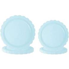 Shein Light Blue Scalloped Paper Plates Set
