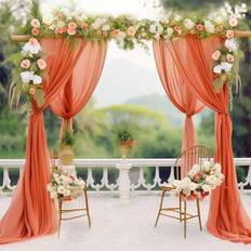 Shein Orange Red Chiffon Archway Fabric 1/2pcs