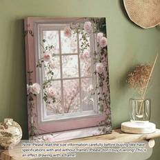 Shein Unframed Canvas Art Pale Pink Wall Decoration