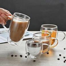 Shein Double Walled Glass Coffee Cups With Handles Espresso Cup