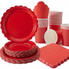 Shein Big Red Petals Disposable Dinner Plates Set