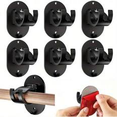 Black Mounts & Hooks for Curtains Shein No-Drill Curtain Rod Holders 4 6 8pcs