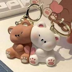 Brown Keychains Shein Resin Cute Cartoon Bear Magnetic Keychains - Magnetic
