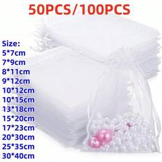 Shein 50 100pcs White Organza Gift Packaging Bags