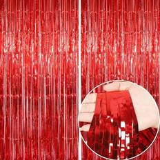 Doorway Party Curtains Shein Shiny Red Tinsel Curtain Background Decoration