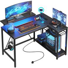 L shaped desk Bestier L-Shaped Gaming Desk 3 Power Outlets