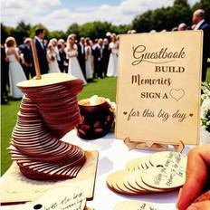Guest Books Shein 72pcs Wood Heart Guest Book