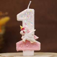 Paper Cake Candles Shein Shiny Pink Unicorn Digit Birthday Candles