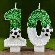 Cake Candles Shein Green White Football Shaped Number Birthday Candle