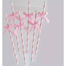 Text & Letters Plates, Cups & Cutlery Shein Glitter Bow Decor Straws Set