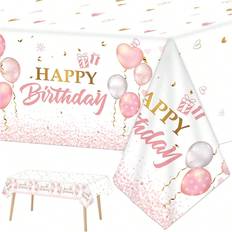 Shein Pink Balloons Happy Birthday Tablecloth
