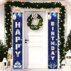 Blue Doorway Party Curtains Shein 2pcs Blue Silver Birthday Polyester Curtain