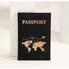 Passport Covers Shein Matte Surface Pu Material Passport Holder With World Map Letter Print - Fixed Design