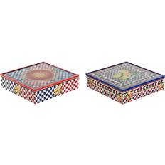 Tea Caddies Home ESPRIT Multicolour Metal Crystal Infusion Box 24x24x6.5 cm 2 Units Tea Caddy