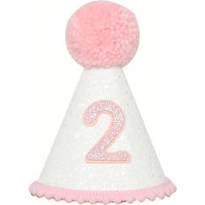 Pink Party Hats Temu 2nd Birthday Party Hat Pink Furry Pom Top