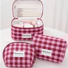 Polyester Cosmetic Bags Shein Y2K Vintage Foam Checkered Makeup Bag - Hot Pink/White