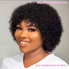 Hair Products Temu Afro Bob Wig With Bangs 200% Density