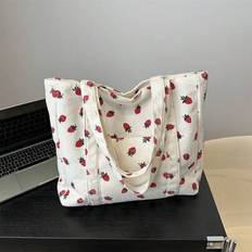 Polyester - Women Fabric Tote Bags Shein Minimalist Fashion Printed Fabric Tote Bag Zipper Opening - Daily Casual