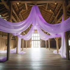 Doorway Party Curtains Shein Romantic 8m Purple Sheer Drape Fabric