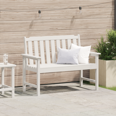 Plaster Trädgårdsbänkar Utemöbler vidaXL Vit 120 cm HDPE Trädgårdsbänk