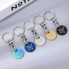 Shein Stainless Steel Shopping Cart Keychains - Chic Metal