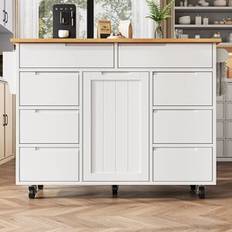 Wood Kitchen Island - White