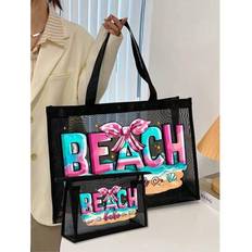 Shein Large Capacity Mesh Shoulder Bag Printed On It