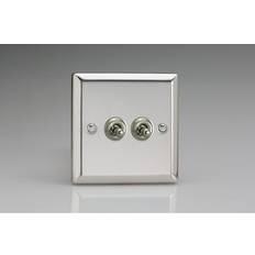 Silver Switches Varilight XCT71 Chrome 2 Gang Toggle Light Switch