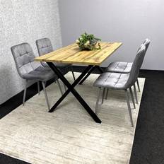 Rectangular Dining Sets on sale Kosy Koala Modern Table With 4 Grey Velvet Chairs Dining Set