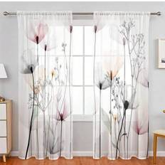 Curtains & Accessories Shein 2pcs Light Luxury Style Light Color Flower Sheer Curtains