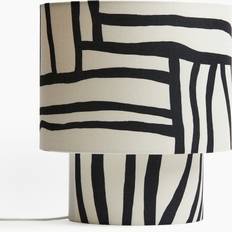H&M Large Fabric Covered White Patterned Table Lamp