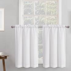 Curtains & Accessories Chyhomenyc 2 Panels White Faux Linen Tier Curtains 30 x 24 Inch