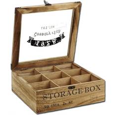 Teebox 9 Fächer Holz Teekiste 8.5 cm Braun
