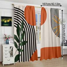 Curtains & Accessories Shein 2pcs Geometric Lines Printed Sheer Curtains