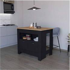 Kitchen Islands Shein Black 2-Door Kitchen Island As Pic