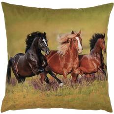 Kussenhoezen Clayre & Eef Kussenhoes 45x45 cm Groen Polyester Paarden