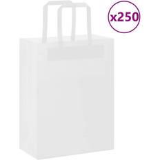 Innpakning vidaXL Papirposer 250 Stk Med Håndtak Hvit 21x11x28 cm