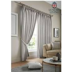 Curtains & Accessories Luxury Living Modern Geometric Two-Tone Jacquard Lined Curtains 117cm x 137cm