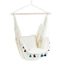 Beliani Outdoor Hanging Chairs Beliani Indoor Outdoor Boho Hanging Hammock Swing Chair