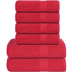 Guest Towels vidaXL 6 Piece Tea Set 360 gsm 100% Cotton Guest Towel Red