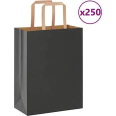 Innpakning vidaXL Papirposer 250 Stk Med Håndtak Svart 21x11x28 cm