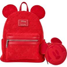 Faux Leather Backpacks Loungefly Mickey Mouse All-Over Print Plush Burnout Mini Backpack - Disney