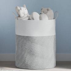 VidaXL Baskets vidaXL Cestino Portaoggetti Grigio Bianco Ø38x46 cm Cesto
