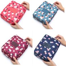 Red - Women Toiletry Bags & Cosmetic Bags Glamza Expandable Make Up Bag Travel Hanging Wash - Polka Dot Pouch